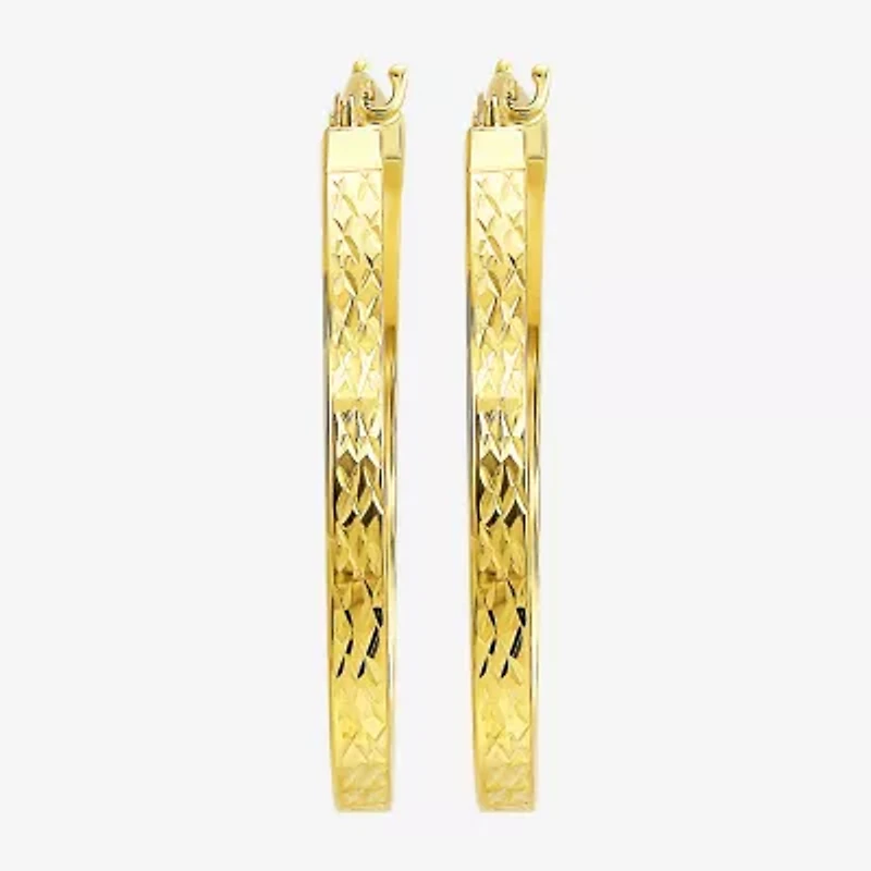 Womens 10K Gold 25mm Round Hoop Earrings