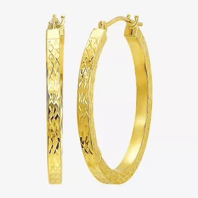 Womens 10K Gold 25mm Round Hoop Earrings