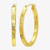 Womens 10K Gold 25mm Round Hoop Earrings