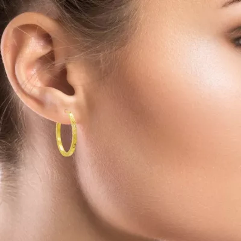 Womens 10K Gold 25mm Round Hoop Earrings