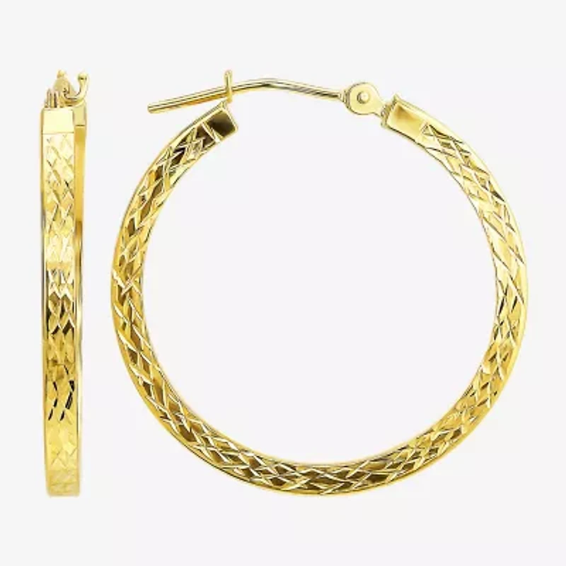 Womens 10K Gold 25mm Round Hoop Earrings