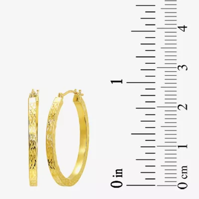 Womens 10K Gold 25mm Round Hoop Earrings