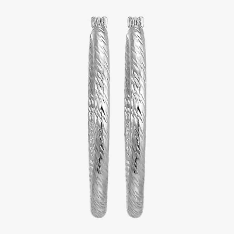 Womens 10K White Gold Hoop Earrings