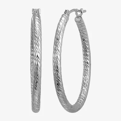 Womens 10K White Gold Hoop Earrings