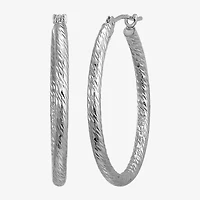 Womens 10K White Gold Hoop Earrings