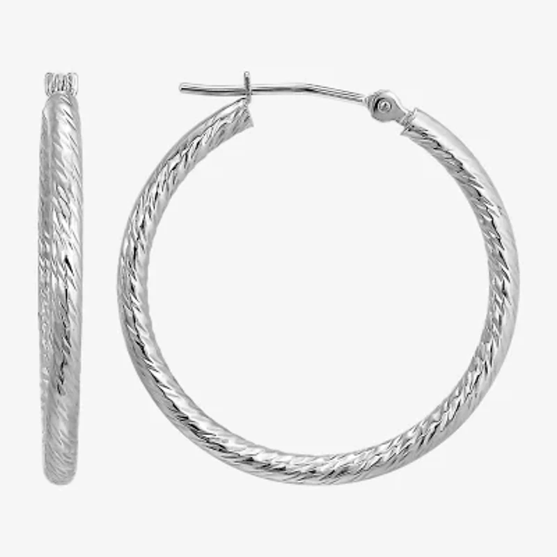 Womens 10K White Gold Hoop Earrings