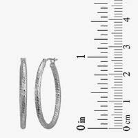 Womens 10K White Gold Hoop Earrings