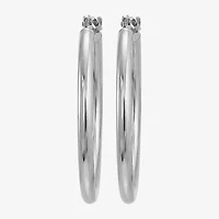 Womens 10K White Gold 19mm Hoop Earrings