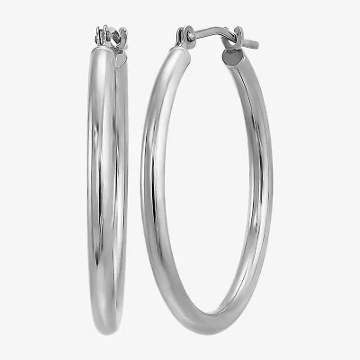 Womens 10K White Gold 19mm Hoop Earrings