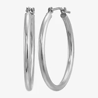 Womens 10K White Gold 19mm Hoop Earrings
