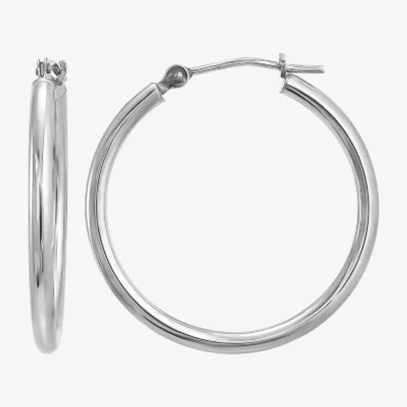 Womens 10K White Gold 19mm Hoop Earrings