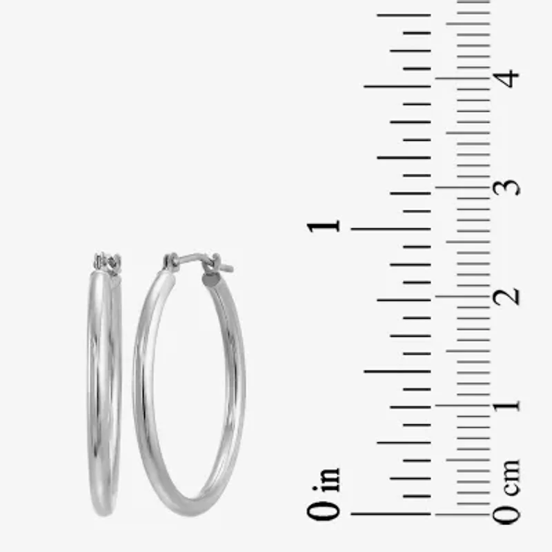 Womens 10K White Gold 19mm Hoop Earrings