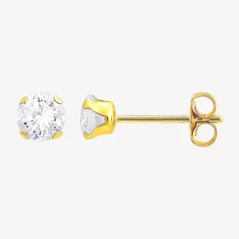 Womens Cubic Zirconia 10K Gold 3 Pair Earring Set