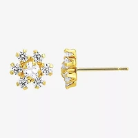 Womens Cubic Zirconia 10K Gold 3 Pair Earring Set