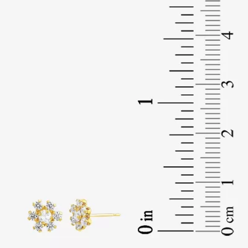 Womens Cubic Zirconia 10K Gold 3 Pair Earring Set