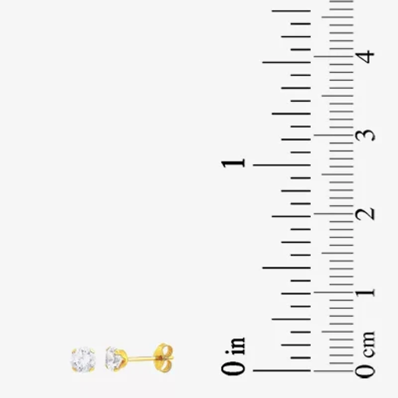 Womens Cubic Zirconia 10K Gold 3 Pair Earring Set