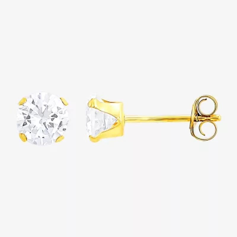 Womens White Cubic Zirconia 10K Gold 2 Pair Earring Set