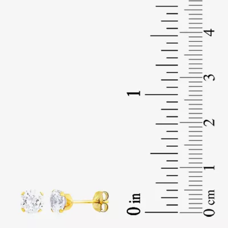Womens White Cubic Zirconia 10K Gold 2 Pair Earring Set
