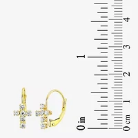 Religious Jewelry Cross Womens White Cubic Zirconia 10K Gold 2 Pair Earring Set