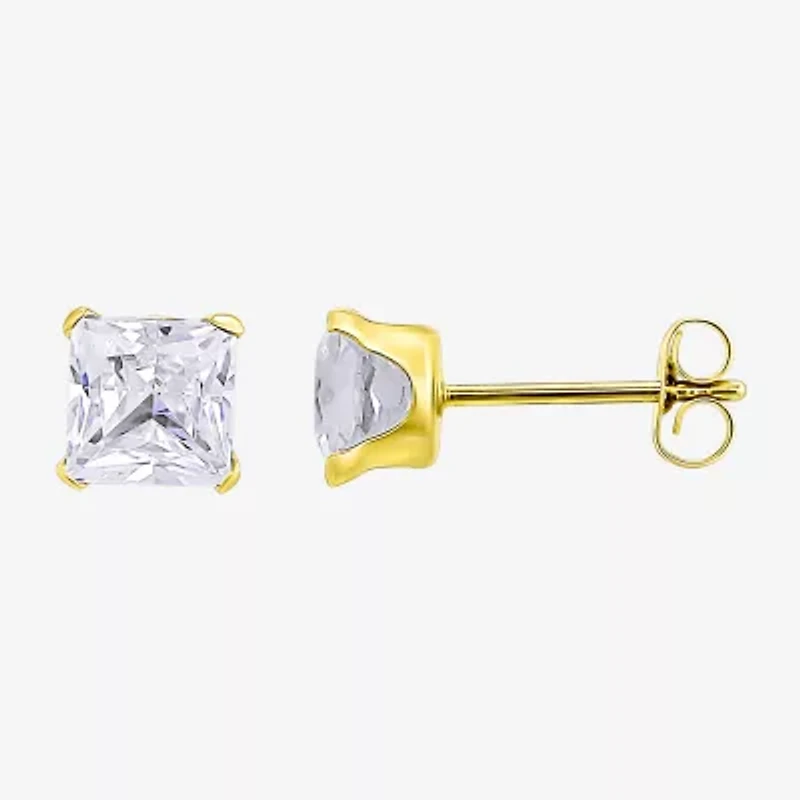 Womens White Cubic Zirconia 10K Gold 3 Pair Earring Set