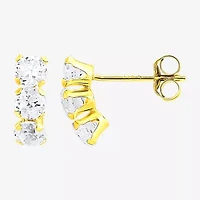 Womens White Cubic Zirconia 10K Gold 3 Pair Earring Set