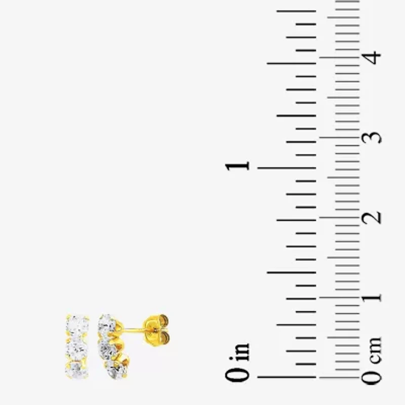 Womens White Cubic Zirconia 10K Gold 3 Pair Earring Set