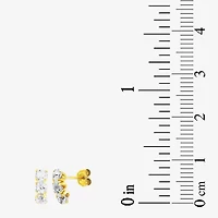 Womens White Cubic Zirconia 10K Gold 3 Pair Earring Set