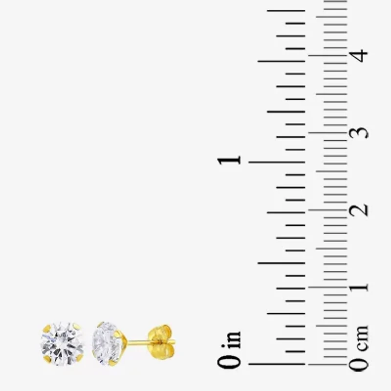 Womens White Cubic Zirconia 10K Gold 3 Pair Earring Set