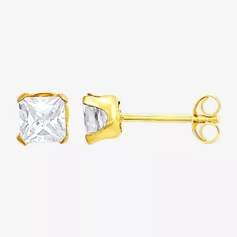 Womens White Cubic Zirconia 10K Gold 2 Pair Earring Set