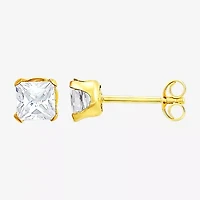 Womens White Cubic Zirconia 10K Gold 2 Pair Earring Set