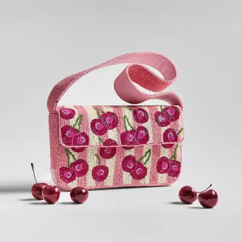 SOL and MER Beaded Cherry Shoulder Bag