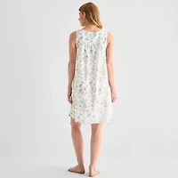 Adonna Womens Poplin Sleeveless Scoop Neck Nightgown