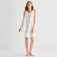Adonna Womens Poplin Sleeveless Scoop Neck Nightgown