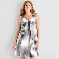 Adonna Womens Poplin Sleeveless Scoop Neck Nightgown