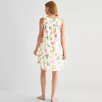 Adonna Womens Poplin Sleeveless Crew Neck Nightgown