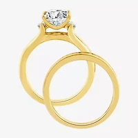 (F / Vs2) Womens 3 CT. T.W. Lab Grown White Diamond 14K Gold Side Stone Bridal Set
