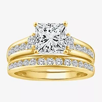 (F / Vs2) Womens 3 CT. T.W. Lab Grown White Diamond 14K Gold Side Stone Bridal Set