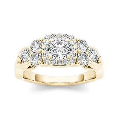 1 1/2 CT.T.W. Natural Diamond 14K Yellow Gold Engagement Ring