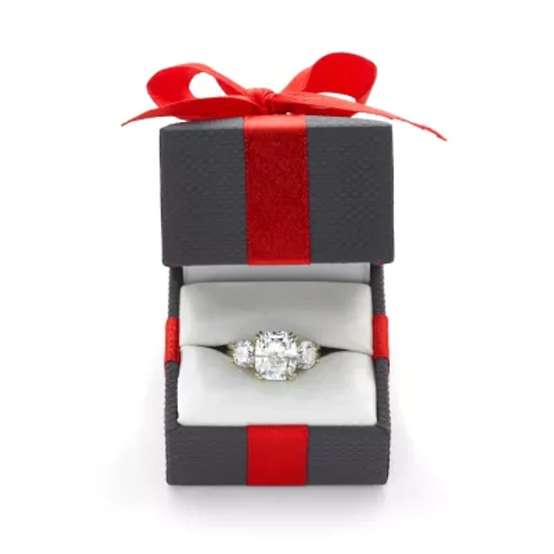 DiamonArt® Womens 5 3/4 CT. T.W. White Cubic Zirconia 14K Gold Over Silver 3-Stone Engagement Ring