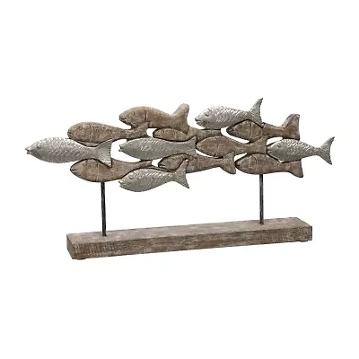 Stylecraft Native School Natural Wood Carved Tabletop Decor