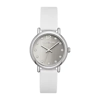 Skechers Alondra Womens Crystal Accent White Strap Watch Sr6191