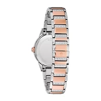 Bulova Turnstyle Womens Crystal Accent Two Tone Stainless Steel Bracelet Watch 98l246