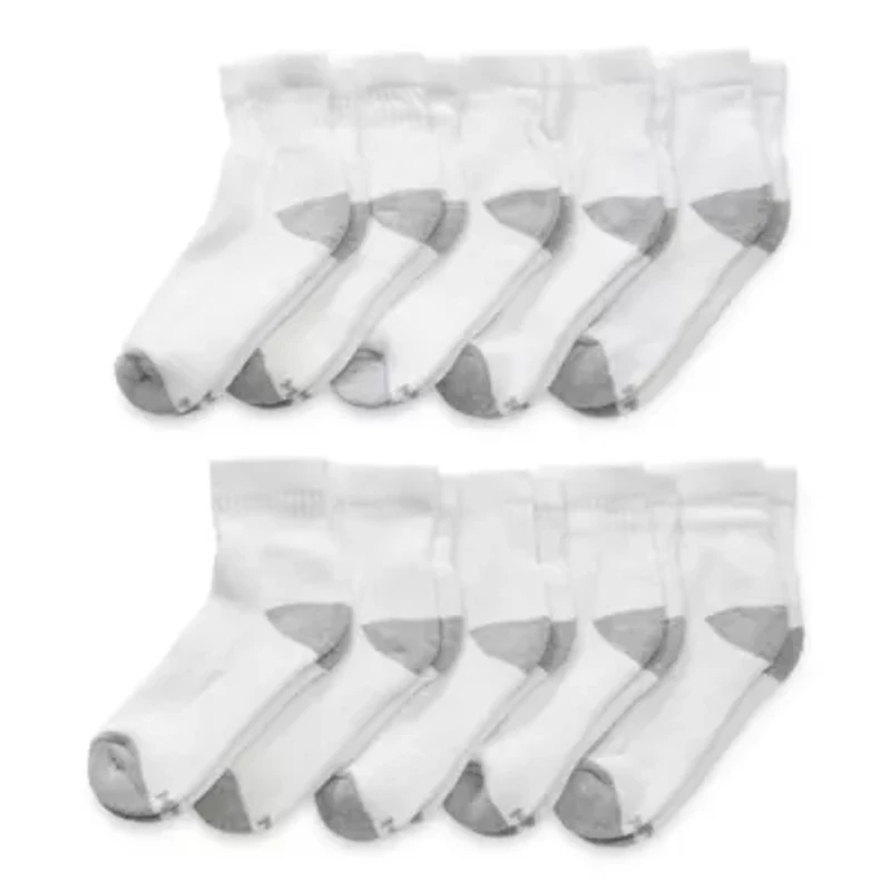 Xersion Little & Big Kid Boys Multi-Pack 10 Pair Quarter Ankle Socks