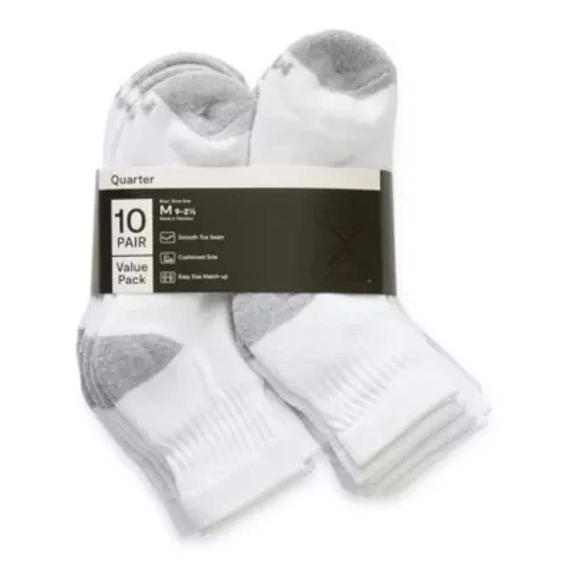 Xersion Little & Big Kid Boys Multi-Pack 10 Pair Quarter Ankle Socks