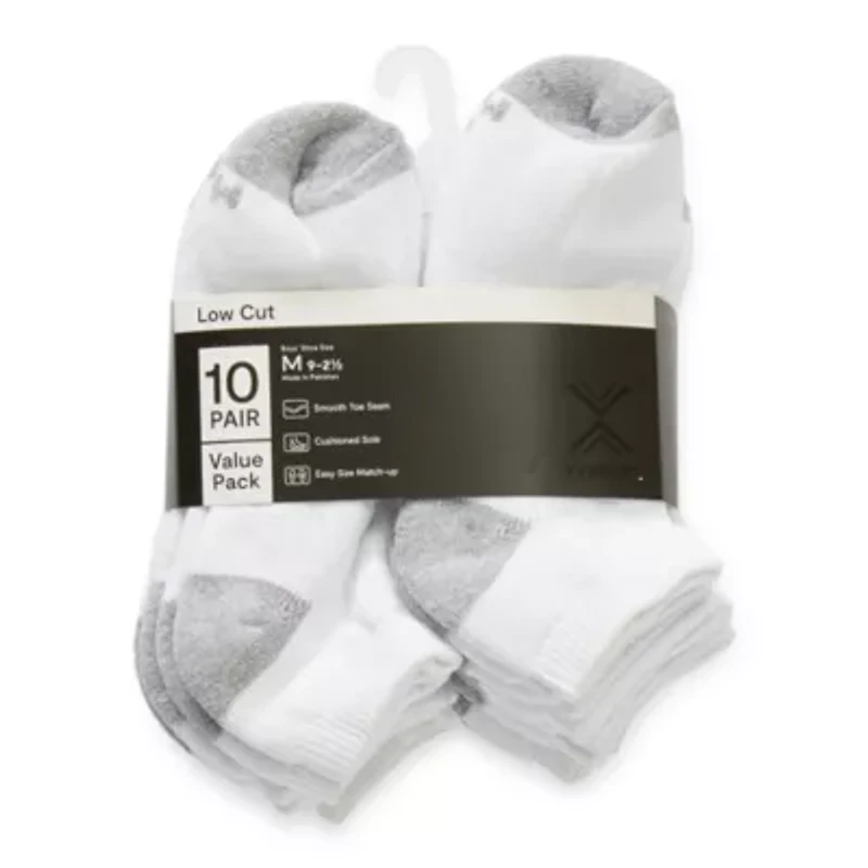 Xersion Little & Big Kid Boys Multi-Pack 10 Pair Low Cut Socks