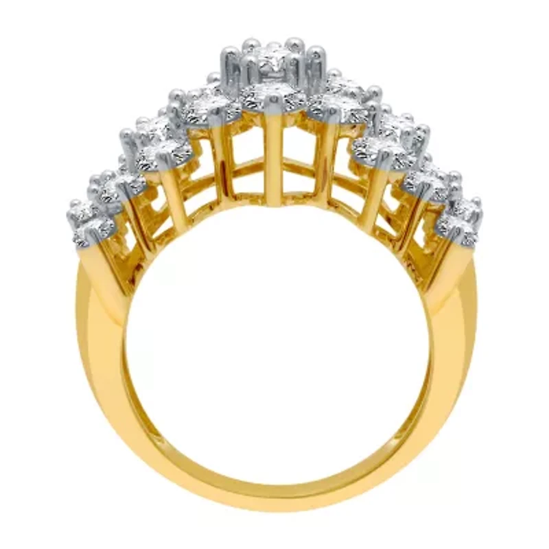 Womens 3 CT. T.W. Natural White Diamond 10K Gold Cluster Band