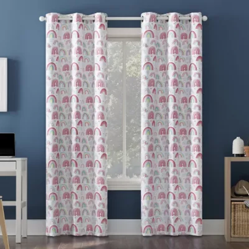 Sun Zero Rainbows Grommet Top Energy Saving 100% Blackout Single Curtain Panel