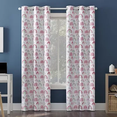 Sun Zero Rainbows Grommet Top Energy Saving 100% Blackout Single Curtain Panel