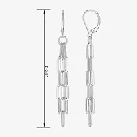 Womens Sterling Silver Paperclip Drop Earrings