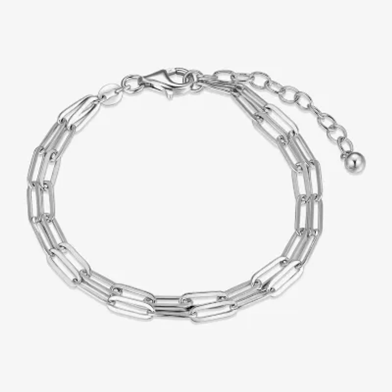 Womens Sterling Silver Solid 6 3/4 Inch Link Bracelet
